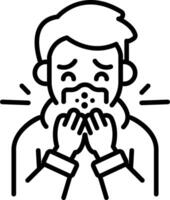 Sneezing person icon in line style vector