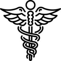 A linear icon of caduceus symbol vector