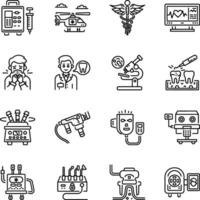 Set of Linear Style Medical Tools Icons vector