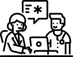 Patient consultation icon in line style vector