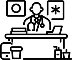 A linear icon of doctor office vector