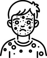 A line icon of a kid having chickenpox vector