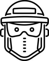 A linear icon of protective face shield vector