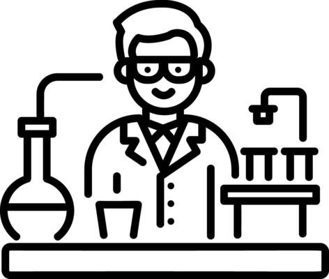 A line style icon of a lab technician