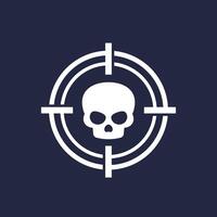skull and target icon on dark vector