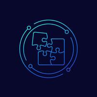 puzzle pieces icon, linear design vector
