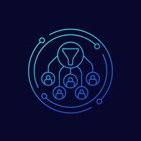 filtering users data icon, linear design vector