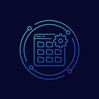 file management icon with folders, linear design vector