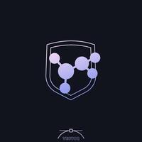 shield and molecule icon with gradient vector