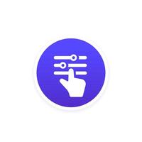 Settings or options icon with hand, vector