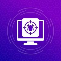 Debugging icon with a bug and target vector