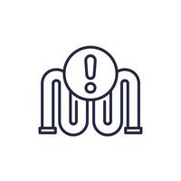 pipe with problem icon, line vector