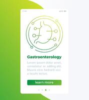gastroenterology mobile banner with line icon vector