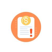 Invoice payment error icon, flat vector