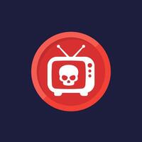 old tv with a skull icon, vector