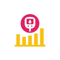 Glucose monitoring icon with glucometer vector