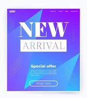 new arrival banner template, one page design for web vector