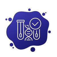 dna swab tests icon with a check mark, line vector