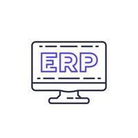 ERP software icon, enterprise resource planning line vector