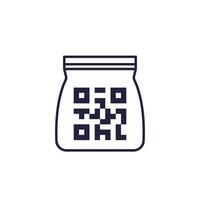 bag with qr code icon, scan package vector