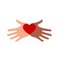 Heart in hands on a white background. color symbol. vector