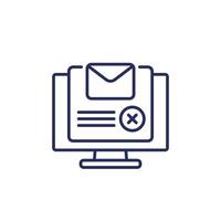 Delete mail message or email line icon vector