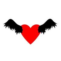 Heart with two angels a heart with wings. vector