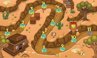 Wild West Cowboy Desert Game Level Map Background vector