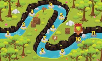 Game Level Map Rain Forest Jungle River vector