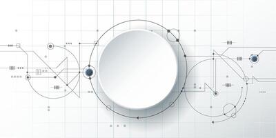3d circle label and Circuit board on white color background. vector