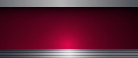 Abstract metallic shape, grey metal, line, light effect on red gradient color for wallpaper background. Illustration modern graphic design, technology concept, futuristic background vector
