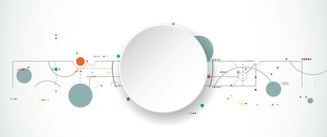 3d circle label and Circuit board on white color background. technology background vector
