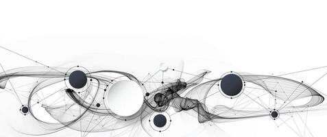 Molecule and wave lines on white background. Technology concept vector