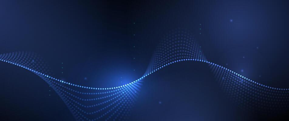abstract wave, flow line, motion pattern and particle dot on dark blue background. Modern futuristic, big data design for background. Digital datum, high tech, technology concept