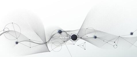 Molecule and wave lines on white background. Technology background vector