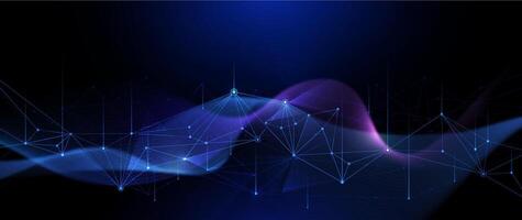 Digital datum, molecule background. Big Data, hi tech technology, light line design. Illustration modern network datum system, cyber space, communication internet, futuristic connection concept vector