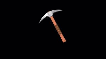 Pickaxe Mining Animation on a Transparent Background. Seamless Loop. Gold Mine. 4K video