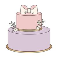 A cake with a bow on top of it vector