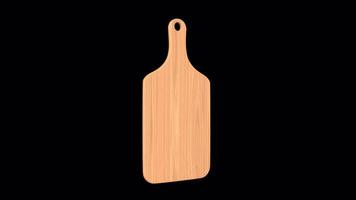 Wooden Cutting Board Rotating on a Transparent Background. Seamless Loop. 4K video