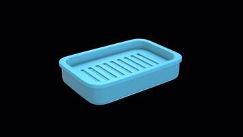 Soap Dish with Drain Holes Rotating on a Transparent Background. Seamless Loop. 4K video