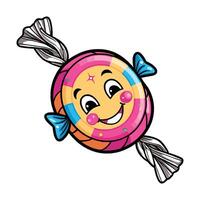 A cartoon lollipop with a smile on it vector