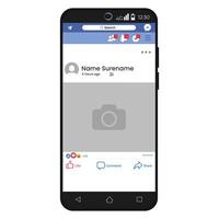 Facebook Social Media Post User Interface Mockup Template Smartphone Device Online Branding vector