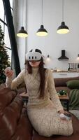 Enjoying a Virtual Reality Experience While Relaxing in a Cozy and Inviting Living Room video