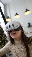 An Excited User is Happily Enjoying a Virtual Reality Experience in Their Home Environment video
