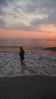 Experience the Serene and Beautiful Sunset at the Beach with an Enchanting Silhouette video