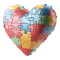A heart shaped puzzle piece made of colorful pieces png