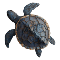 Realistic Hand Drawn 3D Sea Turtle with Textured Shell and Watercolor Features png