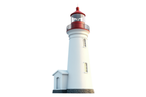 Lighthouse illumination coastal landscape 3d model calm sea side view coastal navigation png