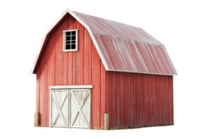 Rustic red barn countryside structure rural setting front view farm life concept png