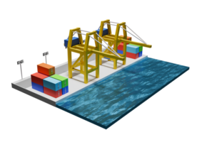 3d rendering of a ship dock with cargo container png